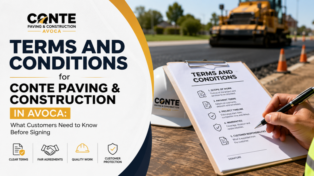 Terms and Conditions for Conte Paving & Construction in Avoca: What Customers Need to Know Before Signing